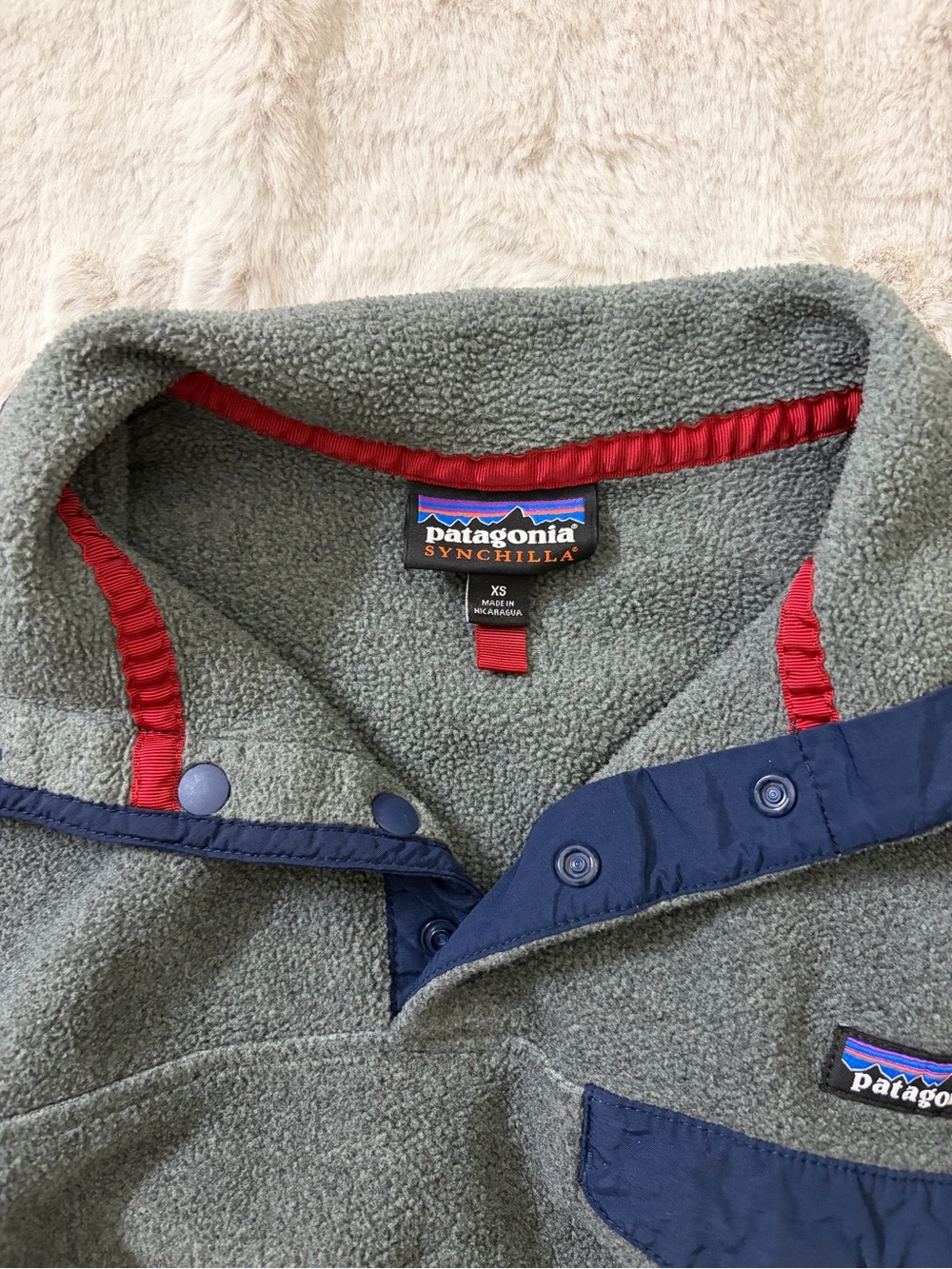 Patagonia Synchilla Snap-T Fleece Pullover Gray Navy Women’s XS Outdoor Hiking - Picture 5 of 8